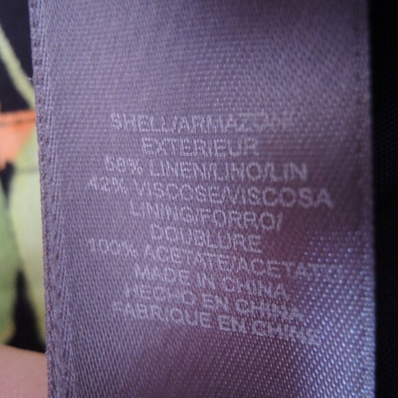 Sigrid Olsen Black & Orange Linen Blend Floral Jacket 8 - Picture 9 of 9